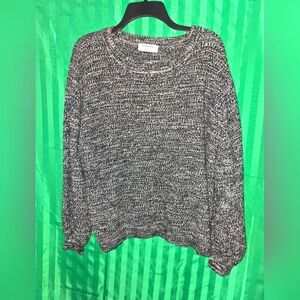 Zenana Women's Sz. Large Black White Sweater Long Sleeve Winter 100% Acrylic